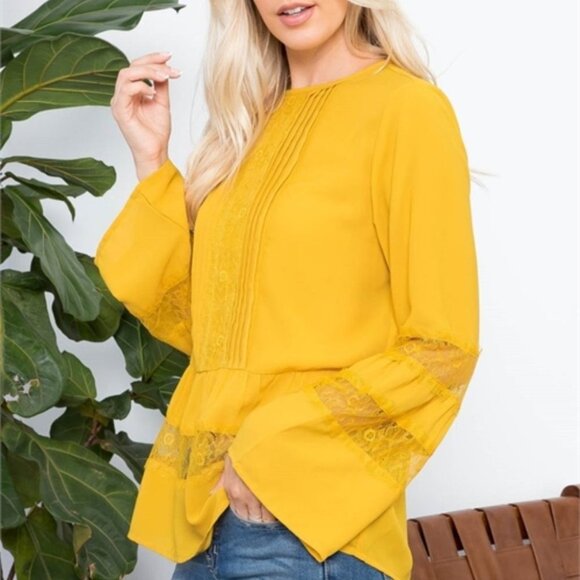 YELLOW Lace detailed Blouse - Picture 4 of 9